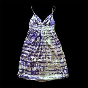 100% silk Poleci Purple and Green tie dye Strappy Dress